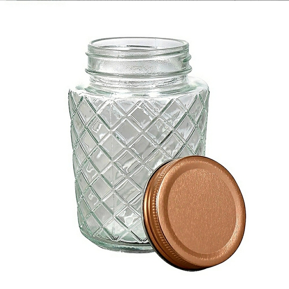 🏆HP🏆 Vintage Lattice Design Glass Jar - Picture 2 of 3